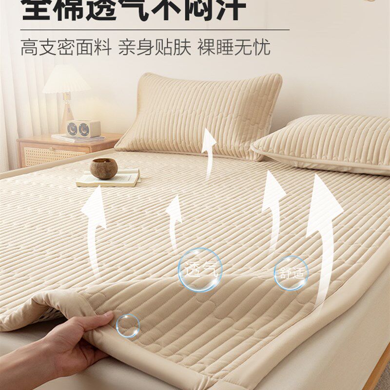纯棉床垫上面铺的褥子薄款软垫被家用C卧室隔脏防滑1米5x2米可折