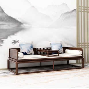 新中式罗汉床禅意现代p实木乌金木客厅民宿简约罗汉沙发床家具