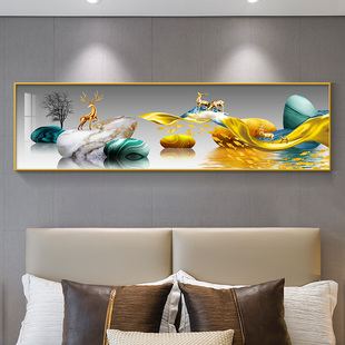 卧室床头装饰画主卧房挂画现代简约客厅背景墙壁画U酒店宾馆中式