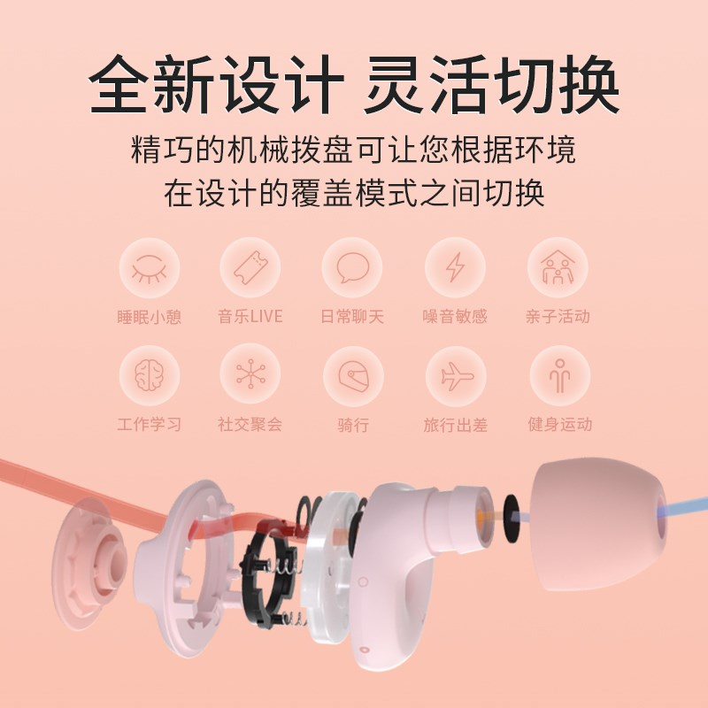loop switch 3合1降噪耳塞睡眠睡觉专用超级隔音音乐现.场学习专