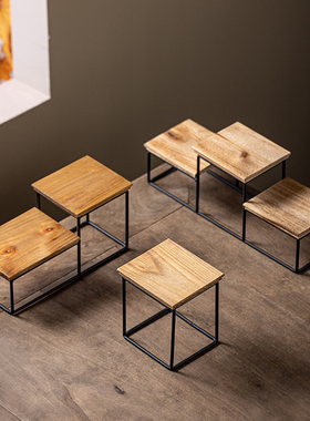 实木铁艺小号博古k架子迷你桌面置物架茶几摆件底座工艺礼品摆饰