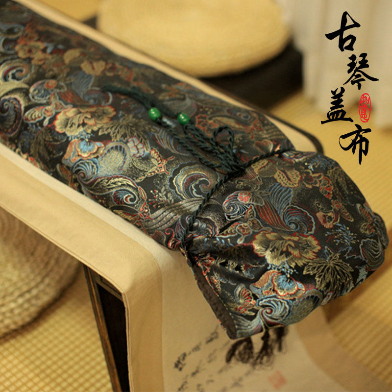 系带古琴罩可挂墙古琴盖布 丝绸防尘罩织锦琴罩 R古琴专用防尘盖