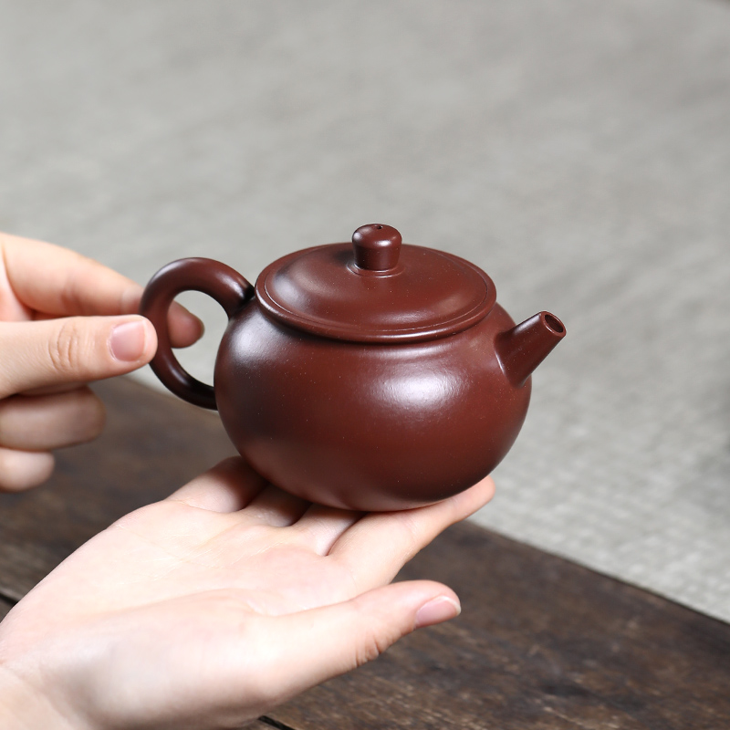 宜兴纯全手工紫砂壶朱泥大红袍球孔D西施壶泡茶壶家用文旦茶具单