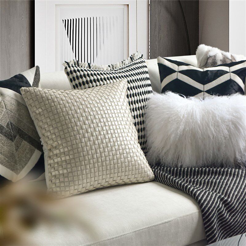 现代简约轻奢高级k感沙发抱枕黑白系列客厅酒店样板间组合搭配靠