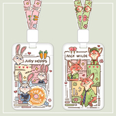 可爱ins风情侣款 疯狂动物城卡套工牌学生校园卡胸卡夹扣挂绳伸缩