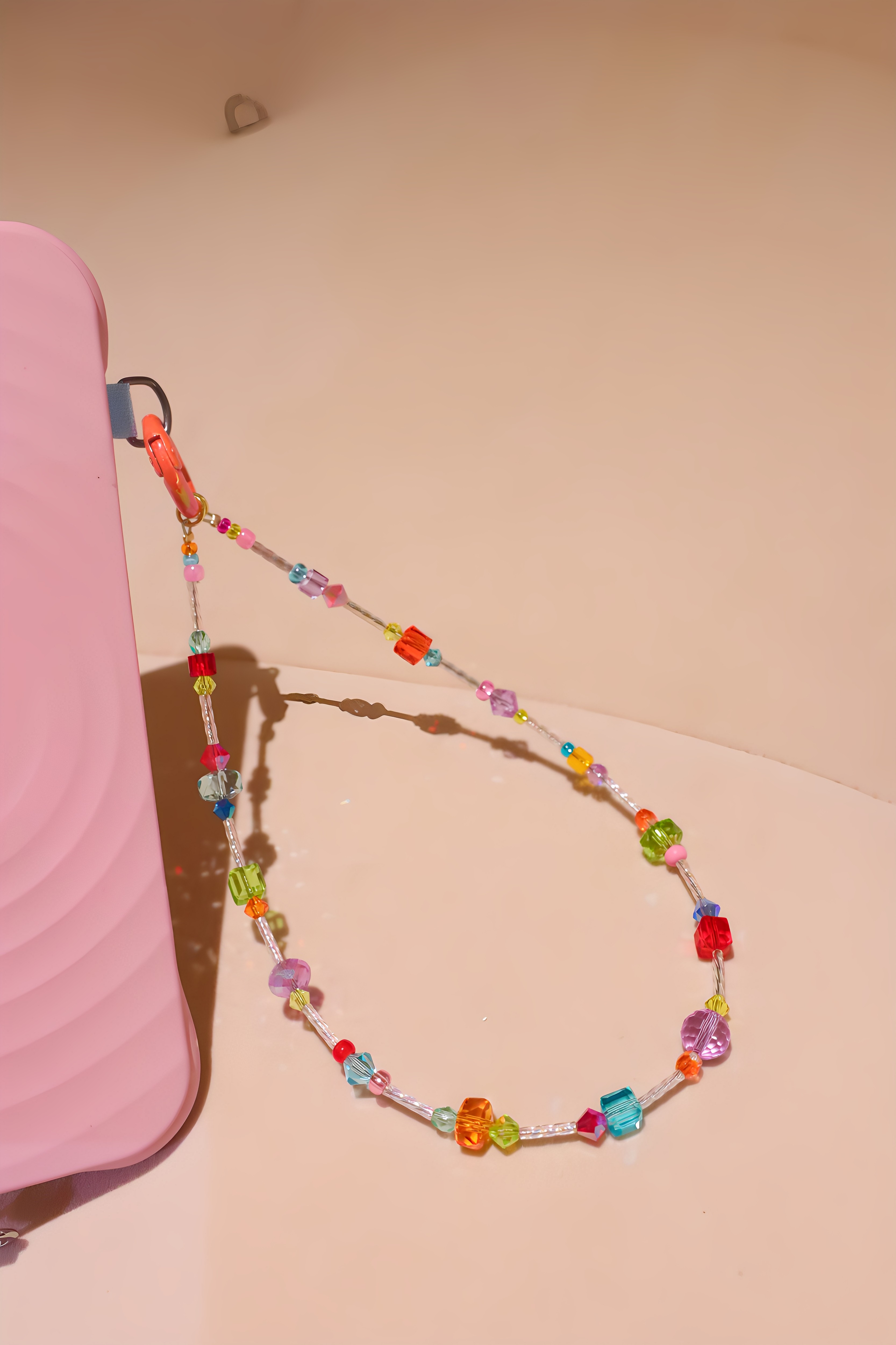 超可爱糖果色系原创手作彩色水晶珠子手机链精致饰品时髦个性
