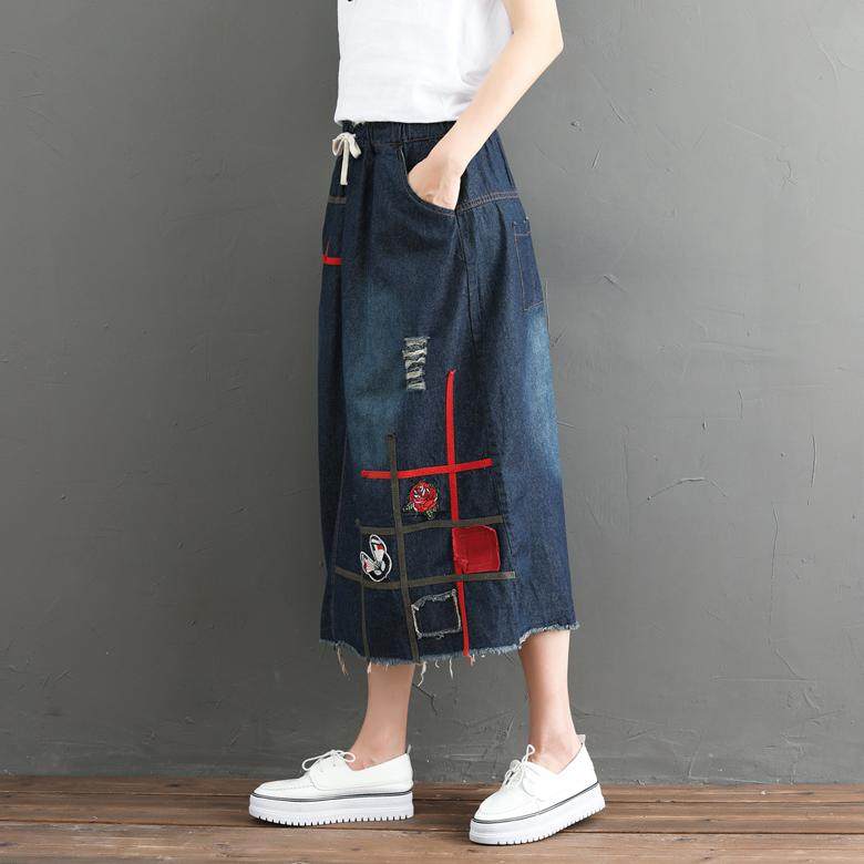 春秋文艺复古新款女装牛仔裙半身裙中长裙学院风宽松过膝女|msdalam kategori Butik wanita / wanita, skirt - dari Buy2taobao.com untuk memberikan perkhidmatan ejen Taobao profesional membeli