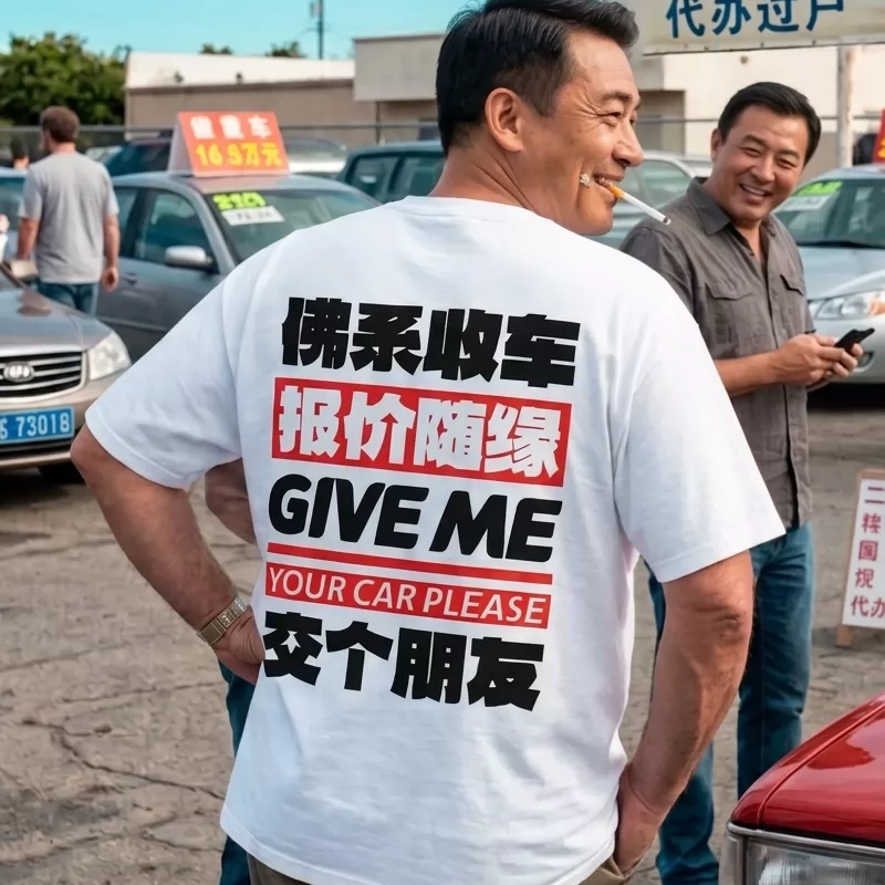 海南制造DAOCrew小众岛民潮牌黑白印花圆领短袖T恤岛民情侣装