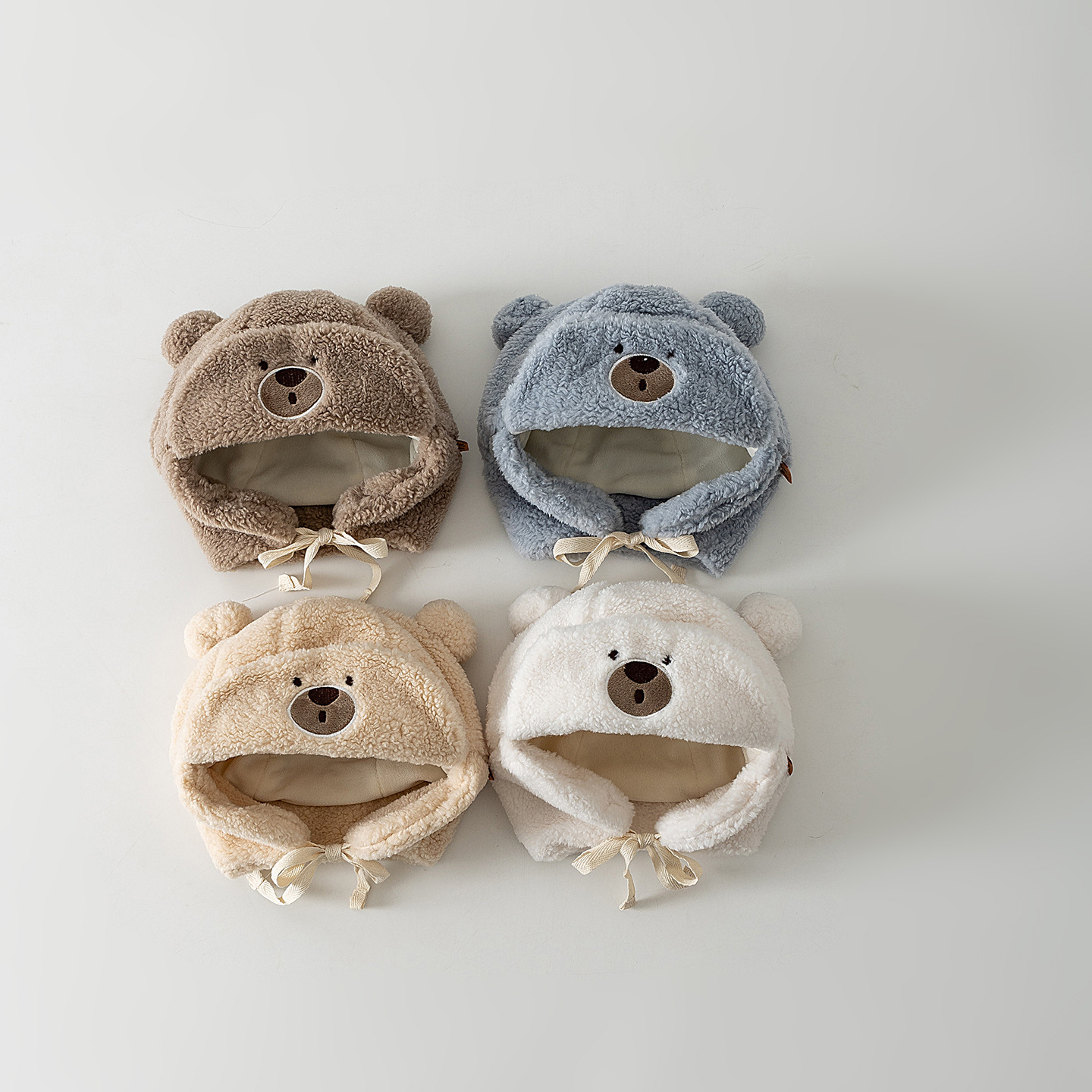 宝宝帽子冬季韩版2025新款时尚卡通可爱小熊毛绒婴儿雷锋帽新款潮