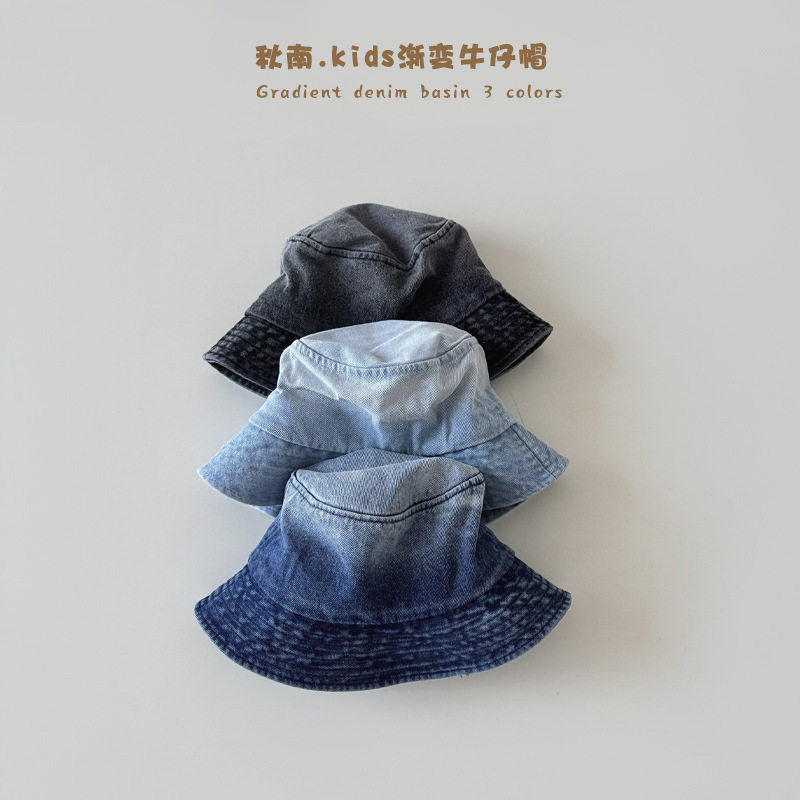 韩版儿童帽子春秋天新款可爱复古渐变牛仔盆帽宝宝渔夫帽水桶帽潮,童装/婴儿装/亲子装,帽子,淘宝优惠券,粉丝福利购,淘宝优惠卷