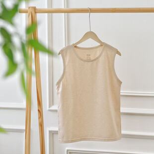 有机棉纯棉女士背心白色内衣打底外穿宽松舒适圆领不染色针织外穿