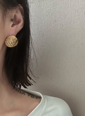 豆豆同款张悦儿镂空圆球耳环女银色金色高级感小众原创设计师耳钉