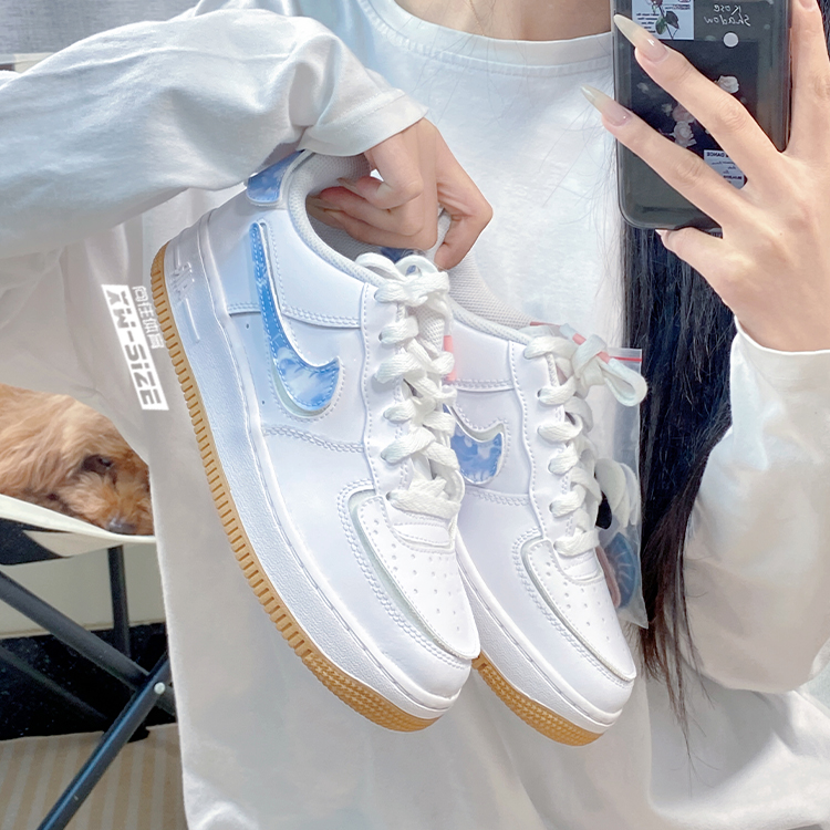 Nike/耐克正品Air Force 1女子AF1白蓝魔术贴空军板鞋 DM1020-100 运动鞋new 板鞋 原图主图