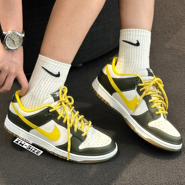 Nike撞色系带男女板鞋低帮黄绿