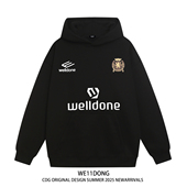 WE11DONE CDG美式 潮牌WELLDONE印花秋冬加绒宽松男女情侣连帽卫衣