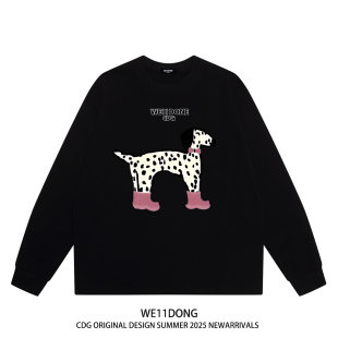 t恤潮 长袖 WE11DONE CDG小众潮牌斑点狗狗印花宽松百搭纯棉打底衫