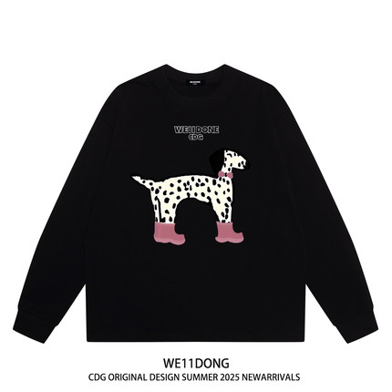 WE11DONE CDG小众潮牌斑点狗狗印花宽松百搭纯棉打底衫长袖t恤潮