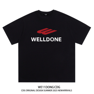 短袖 WE11DONE 宽松WELLDONE男女情侣半袖 夏季 T恤 CDG小众潮牌美式