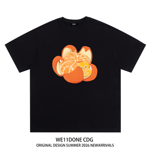 潮牌WELLDONE橙子印花男女重磅宽松纯棉短袖 t恤 CDG美式 WE11DONE