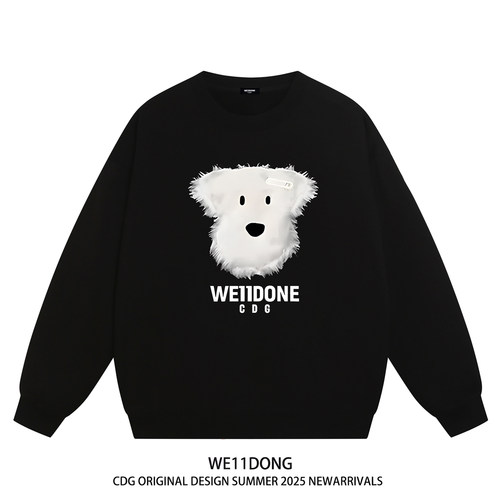 WE11DONE小狗印花圆领加绒卫衣