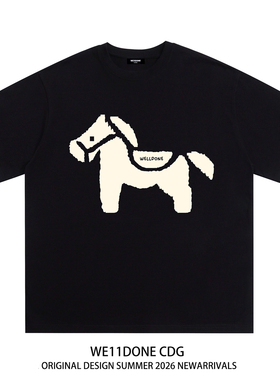 WE11DONE CDG美式潮牌WELLDONE小马印花男女重磅宽松纯棉短袖t恤