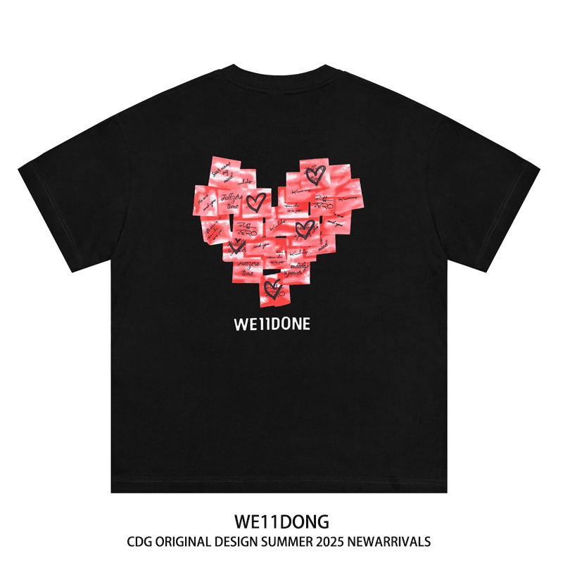 WE11DONE CDG夏季小众潮牌美式高街宽松WELLDONE纯棉男女短袖T恤