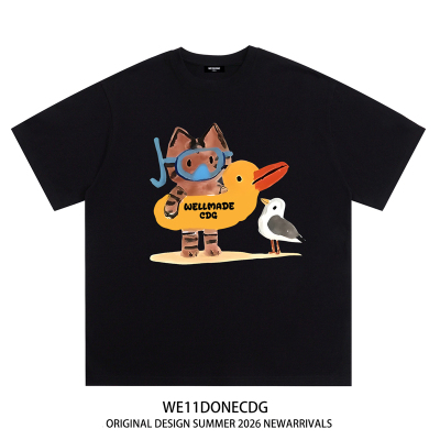 WE11DONECDG卡通猫咪短袖t恤
