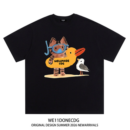 WE11DONECDG卡通猫咪短袖t恤