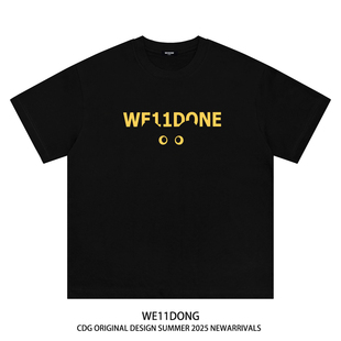 WE11DONE t恤ins CDG小众潮牌小猫字母撞色百搭学院风纯棉男女短袖