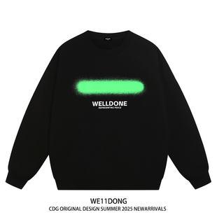WE11DONE 潮牌高街WELLDONE男女情侣重磅宽松加绒圆领卫衣 CDG美式