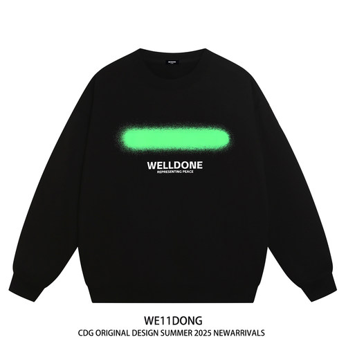 WE11DONE重磅宽松加绒圆领卫衣