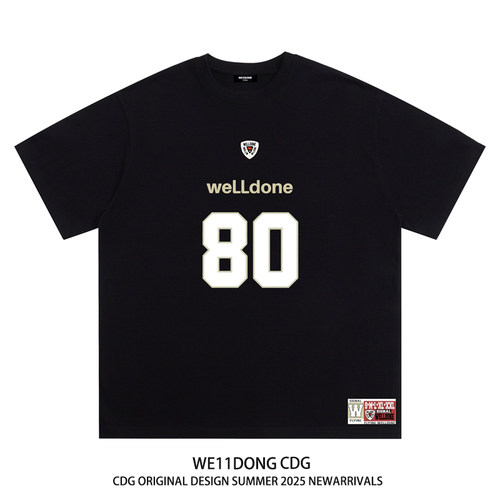 WE11DONE CDG小众潮牌80号球衣半袖WELLDONE男女休闲宽松短袖T恤