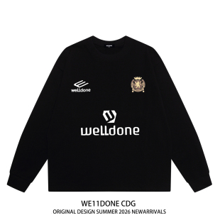 T恤男女 高街WELLDONE重磅宽松纯棉长袖 WE11DONE CDG小众潮牌美式