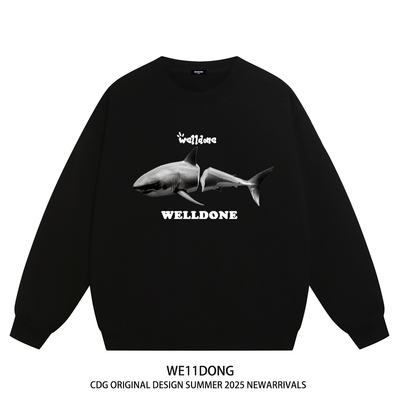 WE11DONE重磅宽松加绒圆领卫衣