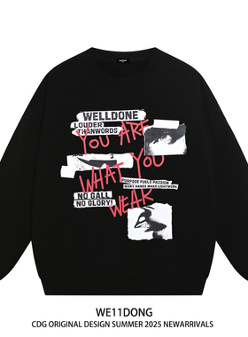 WE11DONE CDG小众潮牌WELLDONE美式高街男女重磅宽松加绒圆领卫衣