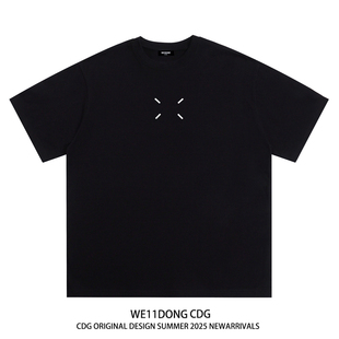 t恤 四角标图案印花男女宽松纯棉短袖 WE11DONE CDG王嘉尔明星同款