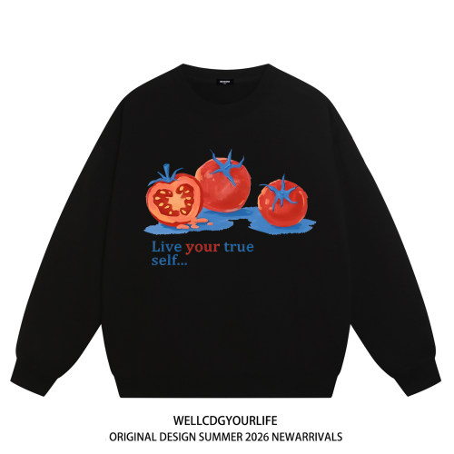 WE11DONECDG番茄印花圆领卫衣