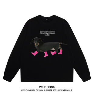 t恤潮 腊肠狗狗可爱百搭宽松男女纯棉长袖 WE11DONE CDG赵露思同款