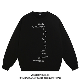 WE11DONE CDG小众潮牌WELLDONE美式高街男女重磅宽松加绒圆领卫衣