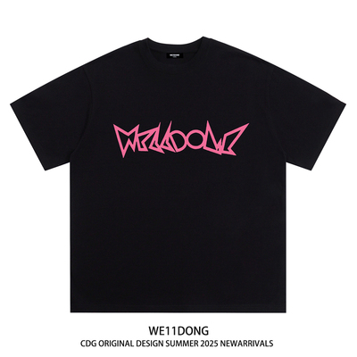 WE11DONE粉色字母纯棉短袖t恤