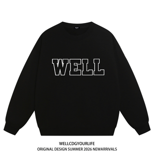 WE11DONE CDG小众潮牌WELLDONE美式高街男女宽松加绒加厚圆领卫衣