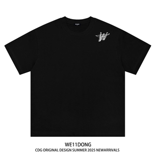 短袖 高街纯棉男女情侣半袖 T恤 CDG小众潮牌W字母印花美式 WE11DONE