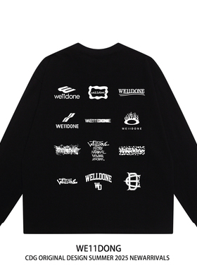 WE11DONE CDG潮牌高街宽松WELLDONE重磅纯棉打底衫长袖T恤男女秋