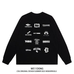 T恤男女秋 长袖 WE11DONE CDG潮牌高街宽松WELLDONE重磅纯棉打底衫