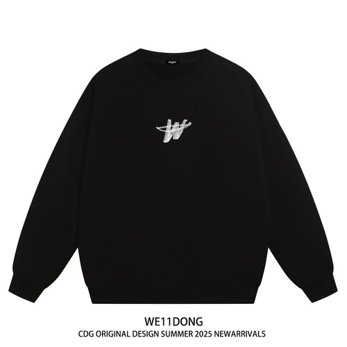 WE11DONE重磅宽松加绒圆领卫衣