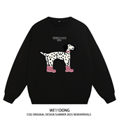 WE11DONE CDG小众潮牌斑点狗狗印花男女情侣宽松重磅加绒圆领卫衣