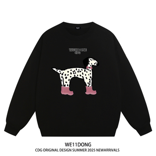 WE11DONE CDG小众潮牌斑点狗狗印花男女情侣宽松重磅加绒圆领卫衣