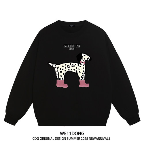 WE11DONE斑点狗狗印花圆领卫衣
