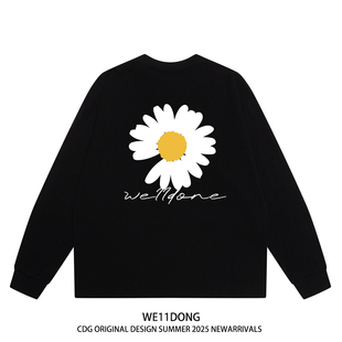 t恤 长袖 WE11DONE CDG小众潮牌小雏菊印花男女重磅纯棉宽松打底衫