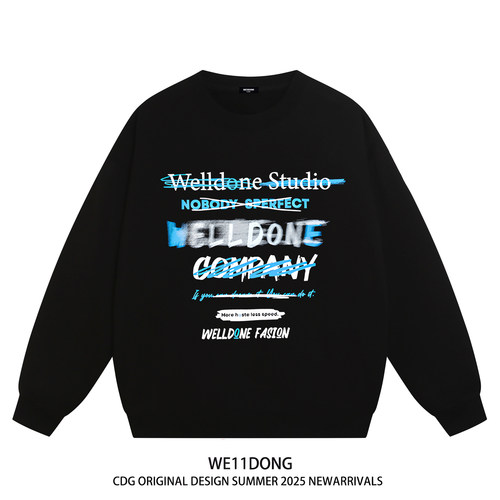 WE11DONE涂鸦字母宽松圆领卫衣